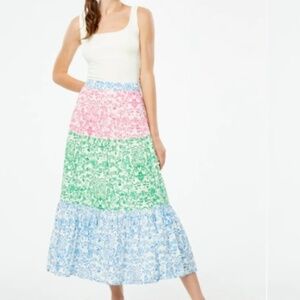 NWT Roller Rabbit Aitrona Carlisa tiered cotton maxi skirt M